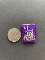 Rock On Skeleton Hands Xray Markers, With 2 or 3 Initials, Rectangle, Glitter, Purple