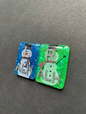 Snowman Xray Markers, With 2 or 3 Initials, Rectangle, Glitter, Winter Xray Markers, Christmas Xray Markers