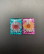 Daisy Xray Markers, With 2 or 3 Initials, Large Rectangle, Glitter, Pink and Yellow