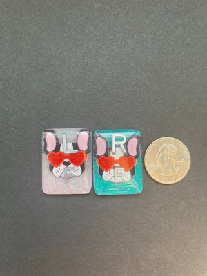 Heart Eyes Dog Xray Markers, With 2 or 3 Initials, Rectangle, Glitter