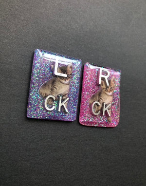 Realistic Cat Xray Markers, Rectangle, Glitter, Cat X-ray Markers, With 2 or 3 Initials