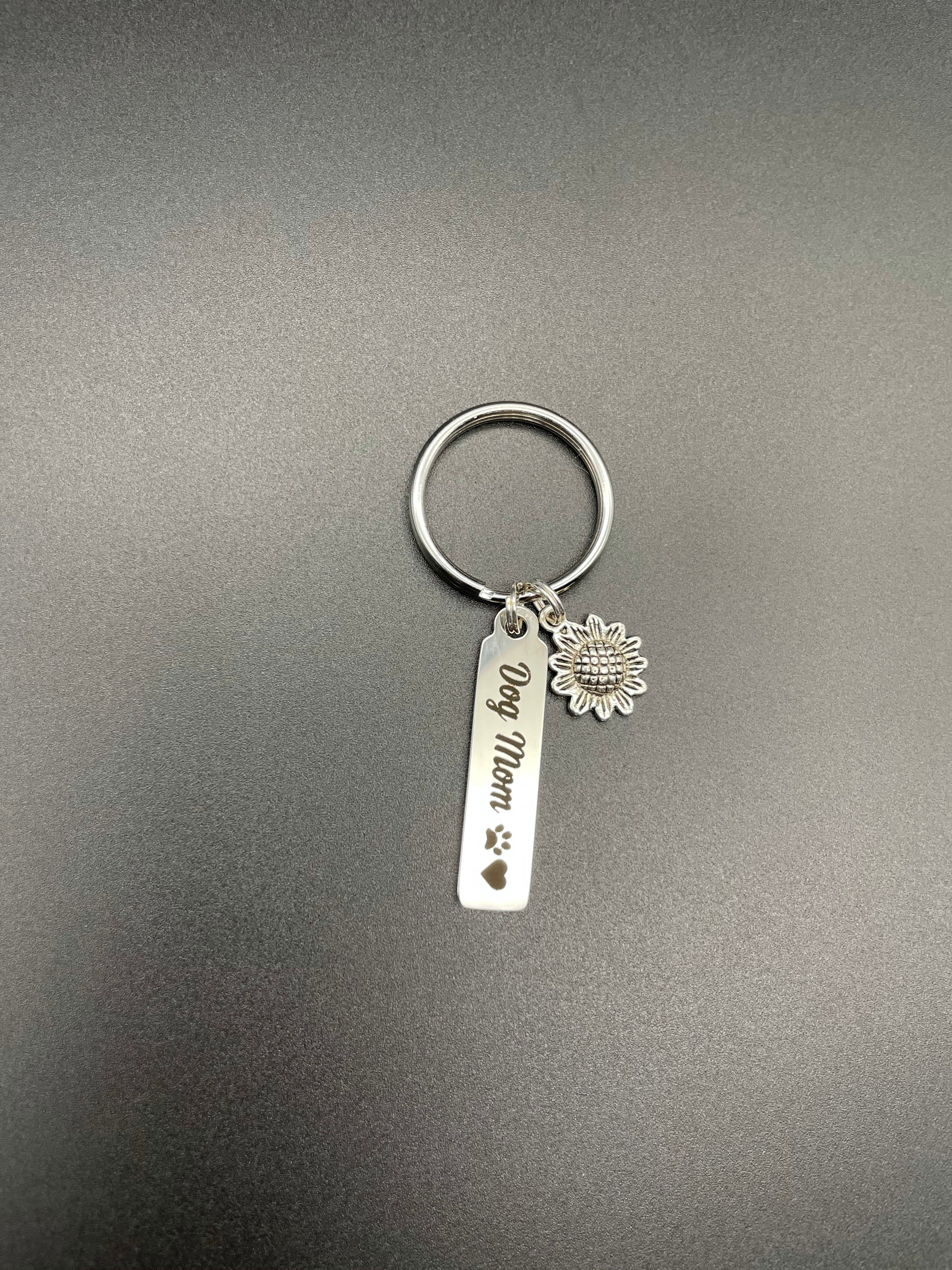 Dog Mom Gift, Mothers Day Gift, Keychain, Puppy, Love, Rescue Mom, Sunflower, Paw Print