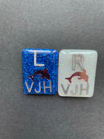 Dolphin Xray Markers, With 2 or 3 Initials, Rectangle, Glitter, Ocean, Beach