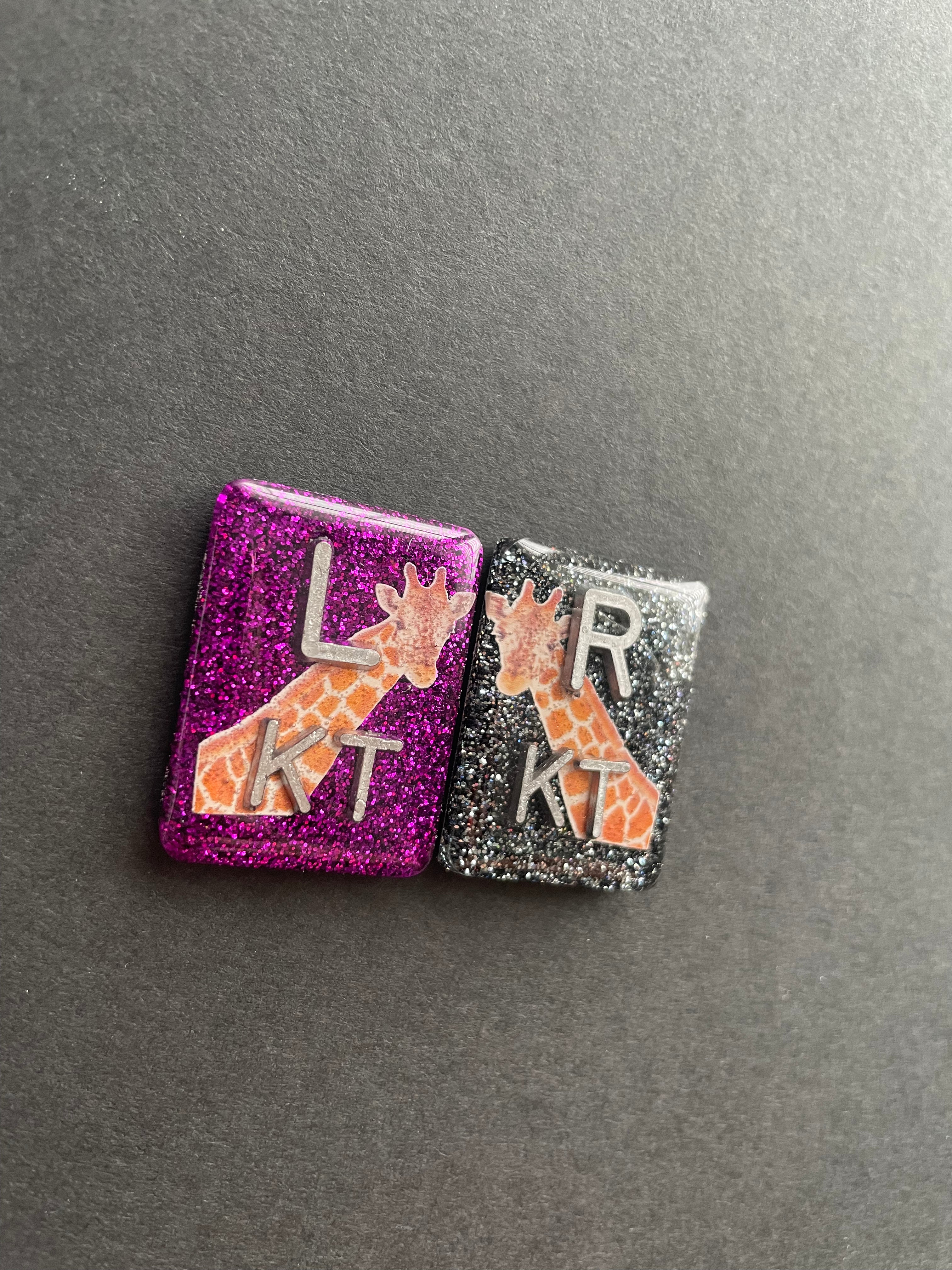 Giraffe Xray Markers, With 2 or 3 Initials, Glitter, Rectangle, Zoo, Animal