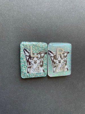 Border Collie Xray Markers, With 2 or 3 Initials, Rectangle, Glitter, Dog