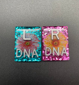 Daisy Xray Markers, With 2 or 3 Initials, Large Rectangle, Glitter, Pink and Yellow