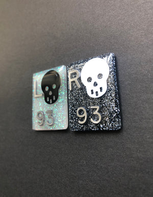 Black and White Skull Xray Markers, With 2 or 3 Initials, Rectangle, Glitter