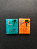 Palm Tree Xray Markers, With 2 or 3 Initials, Rectangle, Glitter