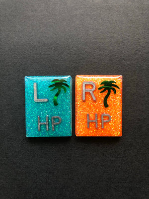 Palm Tree Xray Markers, With 2 or 3 Initials, Rectangle, Glitter