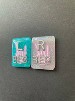 Rock On Skeleton Hands Xray Markers, With 2 or 3 Initials, Rectangle, Glitter