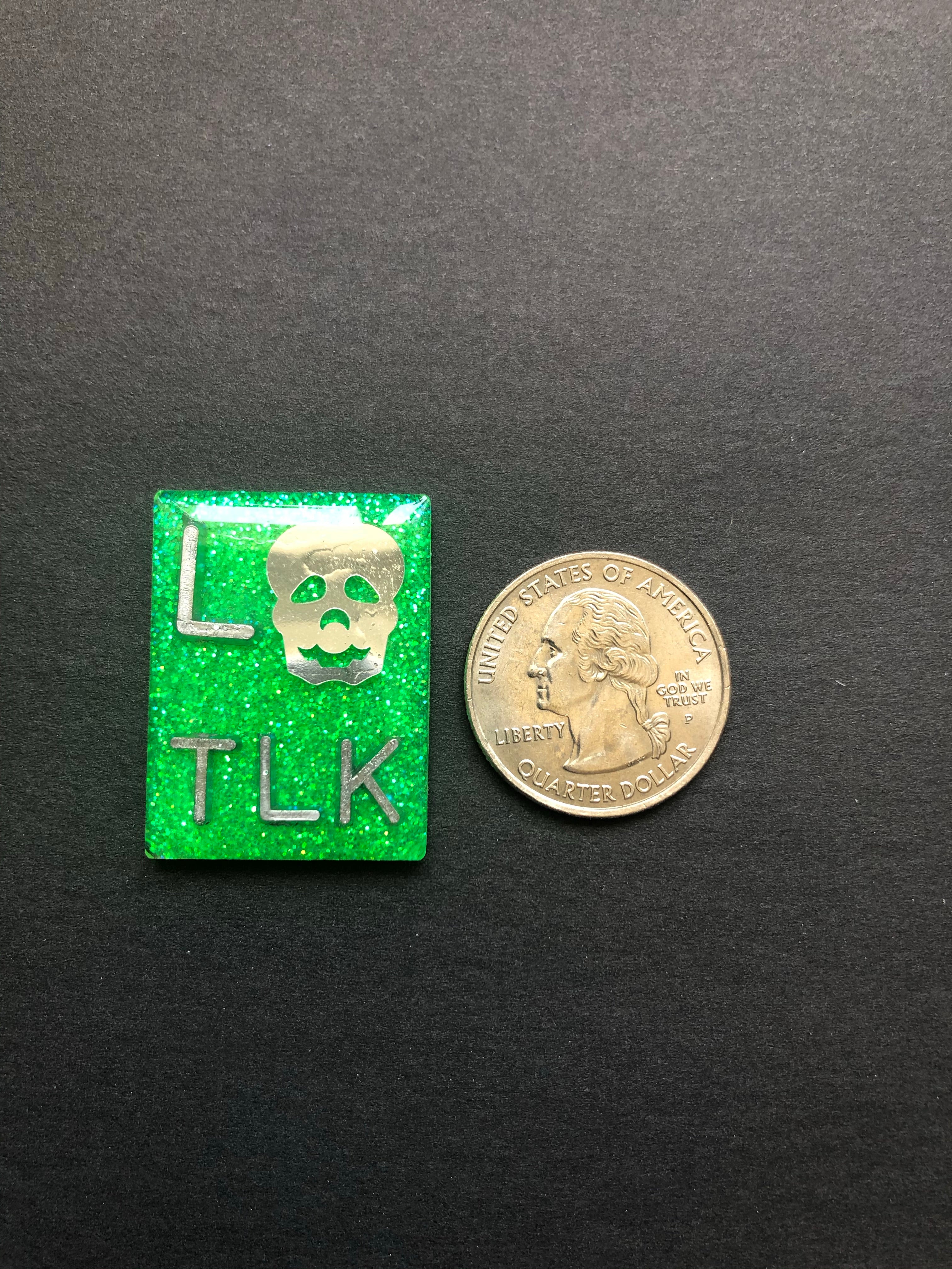 Silver Skull Xray Markers, With 2 or 3 Initials, Rectangle, Glitter