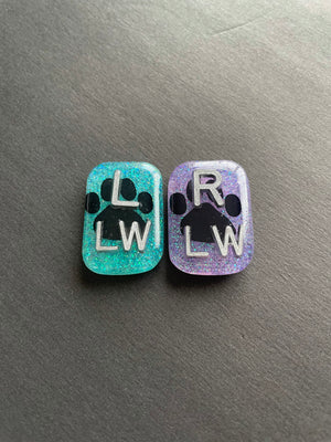 Paw Print Xray Markers, 2 or 3 Initials, Dog Lover, Pet, Animal, Small Rectangle, Glitter, Cute Xray Markers