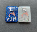 Dolphin Xray Markers, With 2 or 3 Initials, Rectangle, Glitter, Ocean, Beach