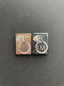 Diamond Ring Xray Markers, With 2 or 3 Initials, Rectangle, Glitter, Engagement, Wedding