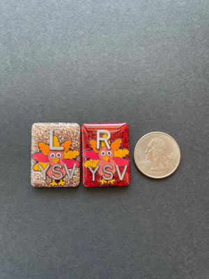 Cute Turkey Xray Markers, With 2 or 3 Initials, Large Rectangle, Glitter, Thanksgiving