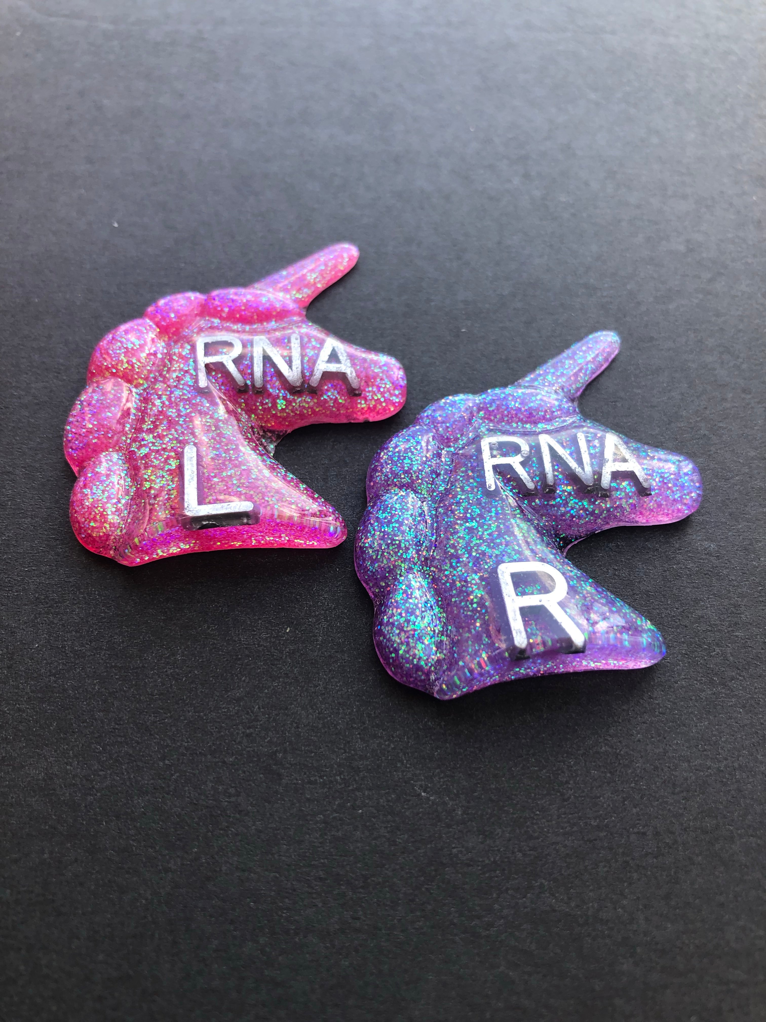 Unicorn Xray Markers, With 2 or 3 Initials, Glitter