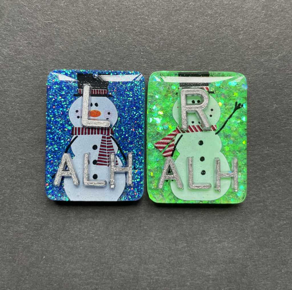 Snowman Xray Markers, With 2 or 3 Initials, Rectangle, Glitter, Winter Xray Markers, Christmas Xray Markers