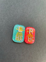 Pineapple Xray Markers, With 2 or 3 Initials, Small Rectangle, Glitter, Gold