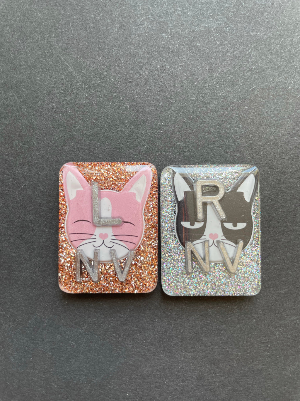 Sassy Cat Xray Markers, Rectangle, Glitter, Cat X-ray Markers, With 2 or 3 Initials