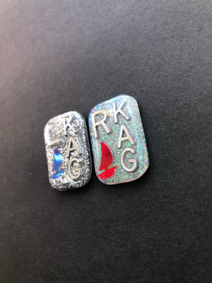 Sailboat Xray Markers, With 2 or 3 Initials, Rectangle, Glitter