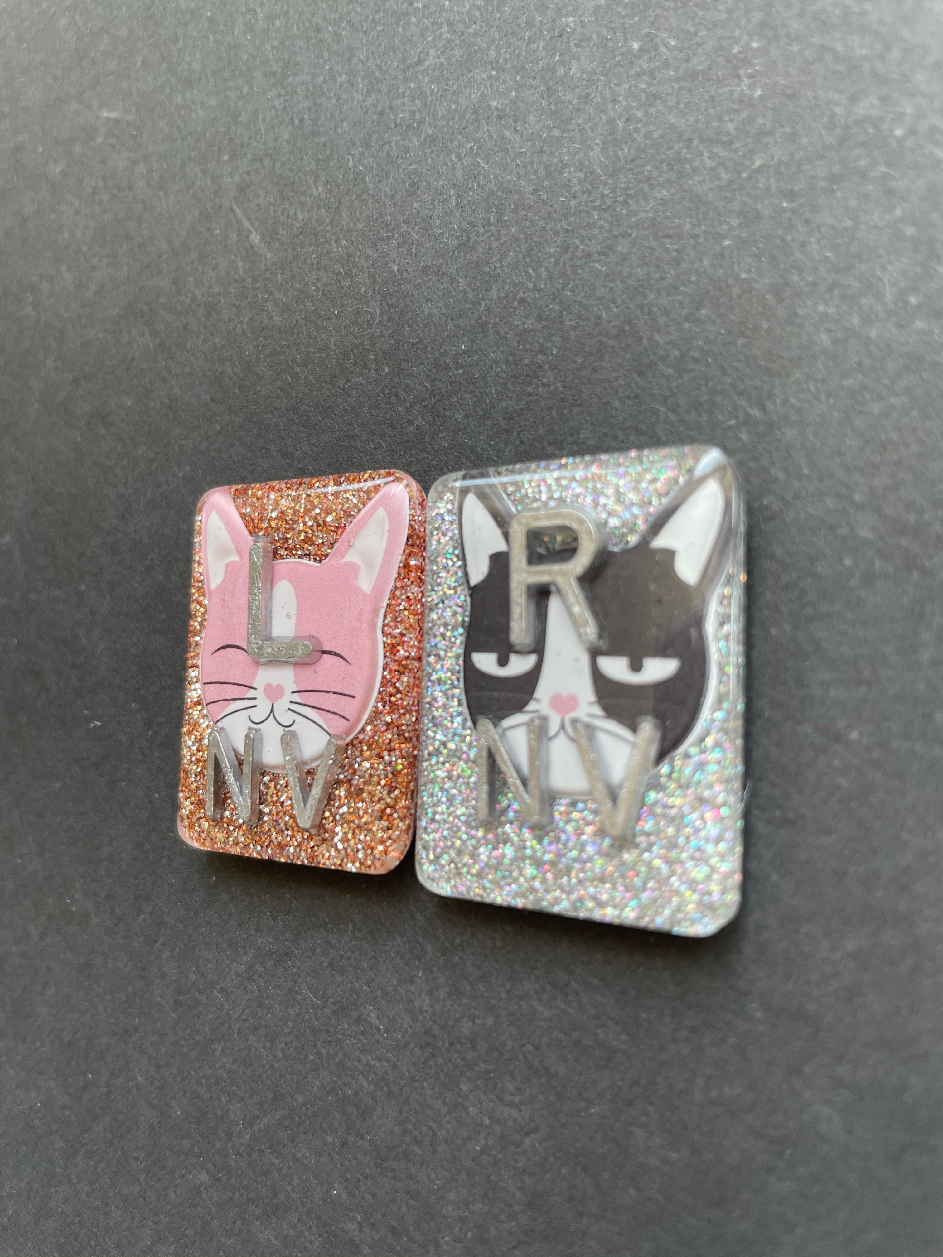 Sassy Cat Xray Markers, Rectangle, Glitter, Cat X-ray Markers, With 2 or 3 Initials