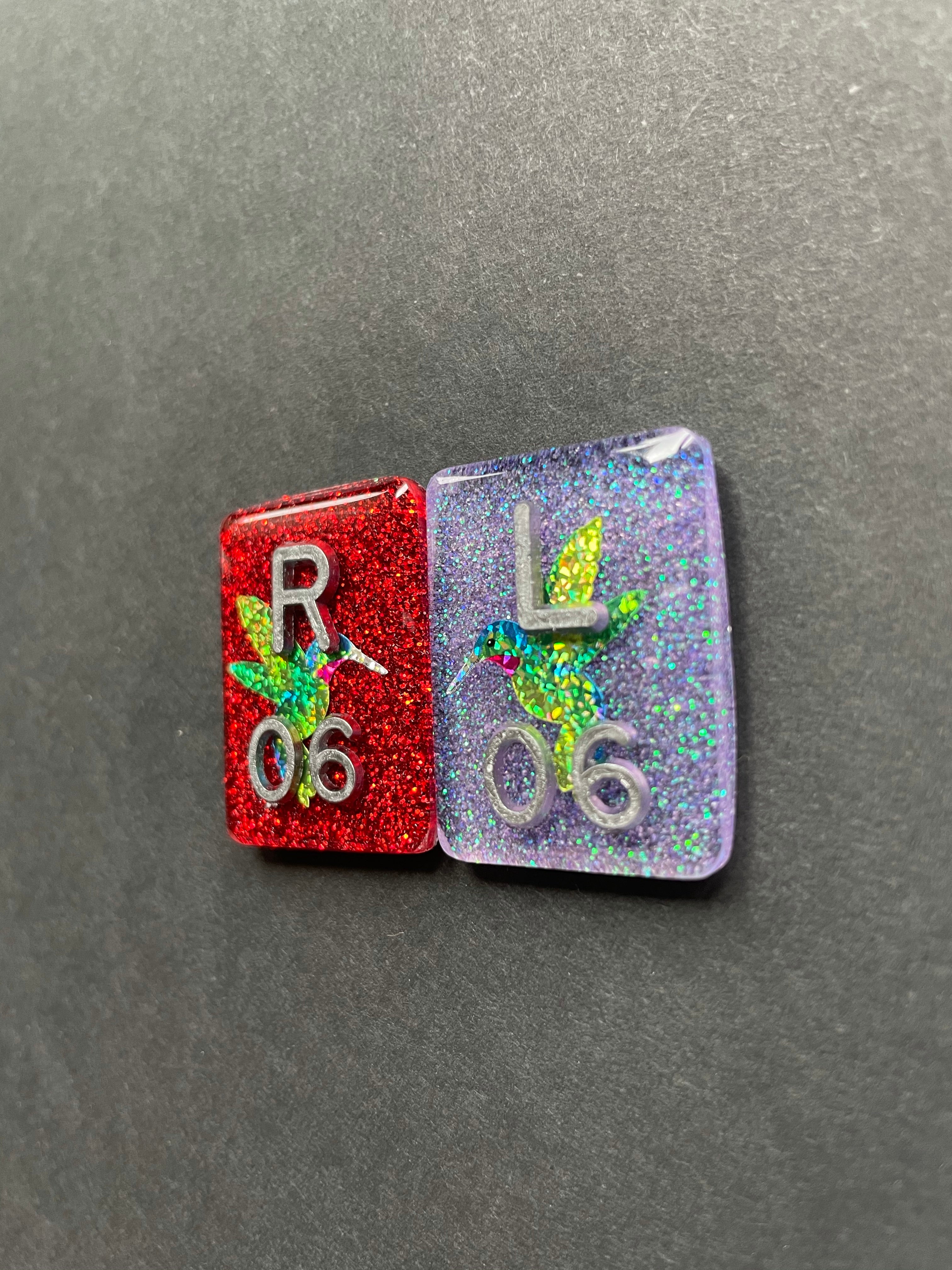 Hummingbird Xray Markers, With 2 or 3 Initials, Rectangle, Glitter, Bird