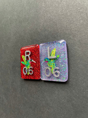 Hummingbird Xray Markers, With 2 or 3 Initials, Rectangle, Glitter, Bird