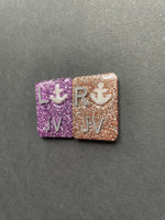 Anchor Xray Markers, With 2 or 3 Initials, Large Rectangle, Glitter