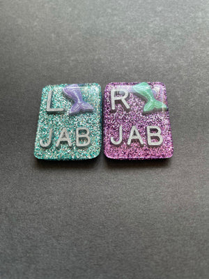 Mermaid Xray Markers, With 2 or 3 Initials, Rectangle, Glitter