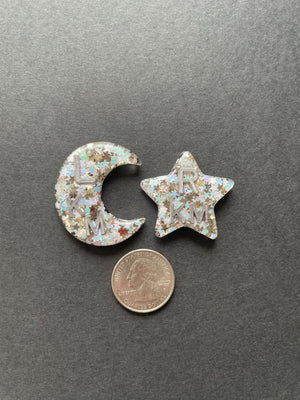 Star & Moon Xray Markers, With Initials, Pastel Holographic Stars