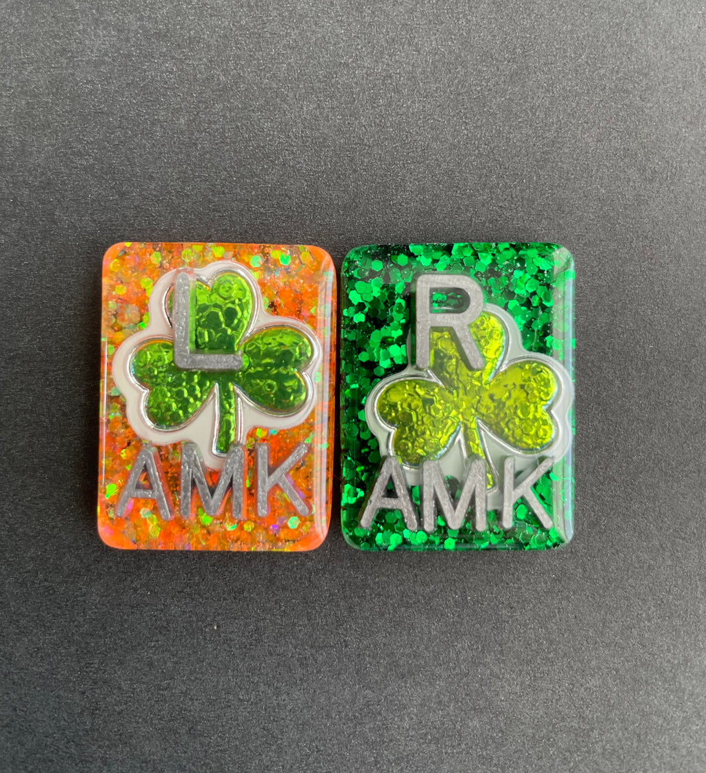 Shamrock Rectangle Xray Markers, With Initials, Glitter, St Patricks Day, Irish