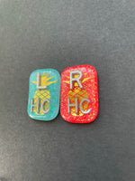 Pineapple Xray Markers, With 2 or 3 Initials, Small Rectangle, Glitter, Gold