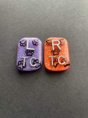 Tiny Paw Print Xray Markers, 2 or 3 Initials, Dog Lover, Pet, Animal, Small Rectangle, Glitter