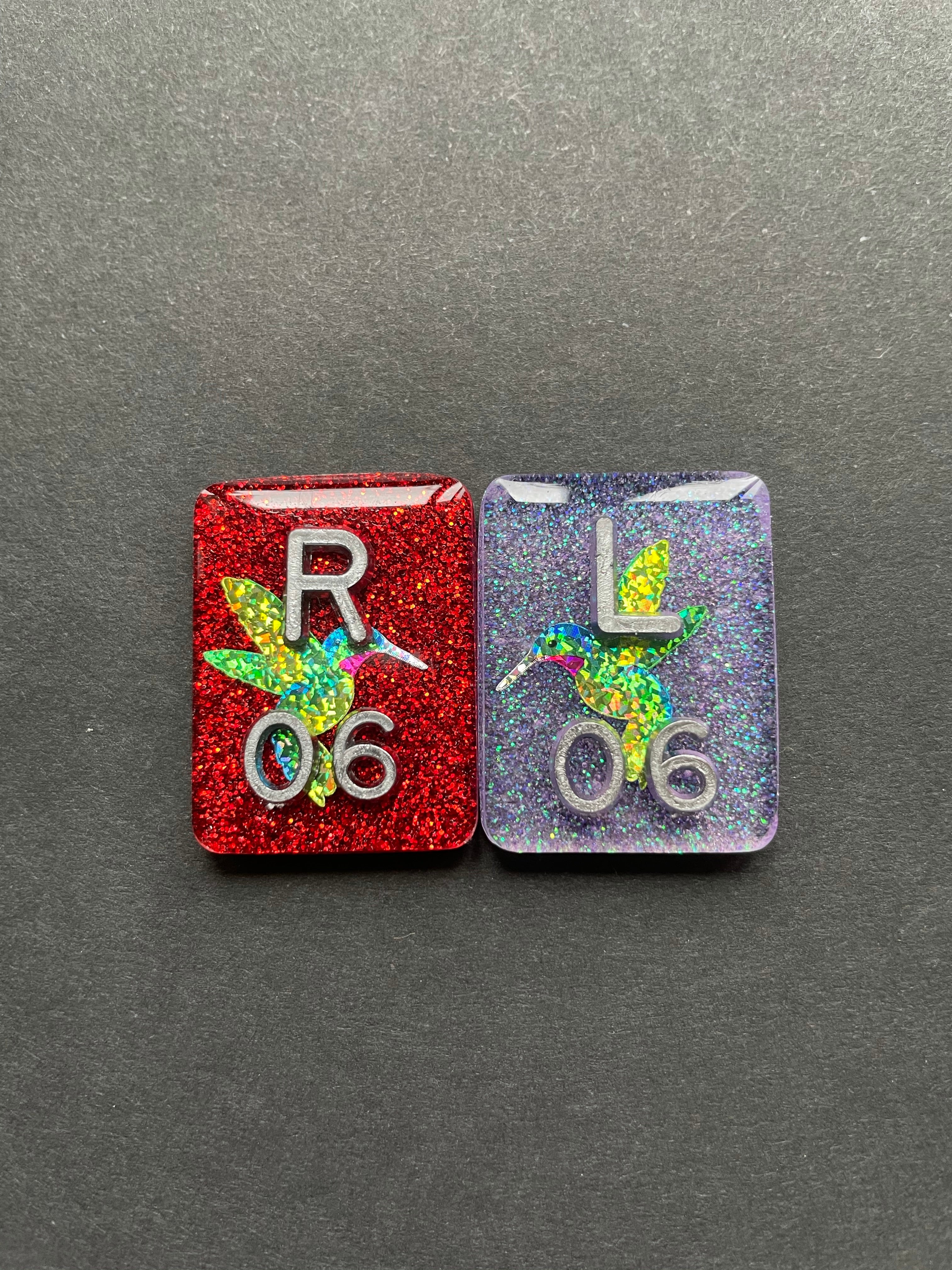 Hummingbird Xray Markers, With 2 or 3 Initials, Rectangle, Glitter, Bird