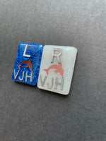 Dolphin Xray Markers, With 2 or 3 Initials, Rectangle, Glitter, Ocean, Beach