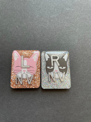 Sassy Cat Xray Markers, Rectangle, Glitter, Cat X-ray Markers, With 2 or 3 Initials