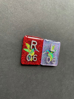 Hummingbird Xray Markers, With 2 or 3 Initials, Rectangle, Glitter, Bird