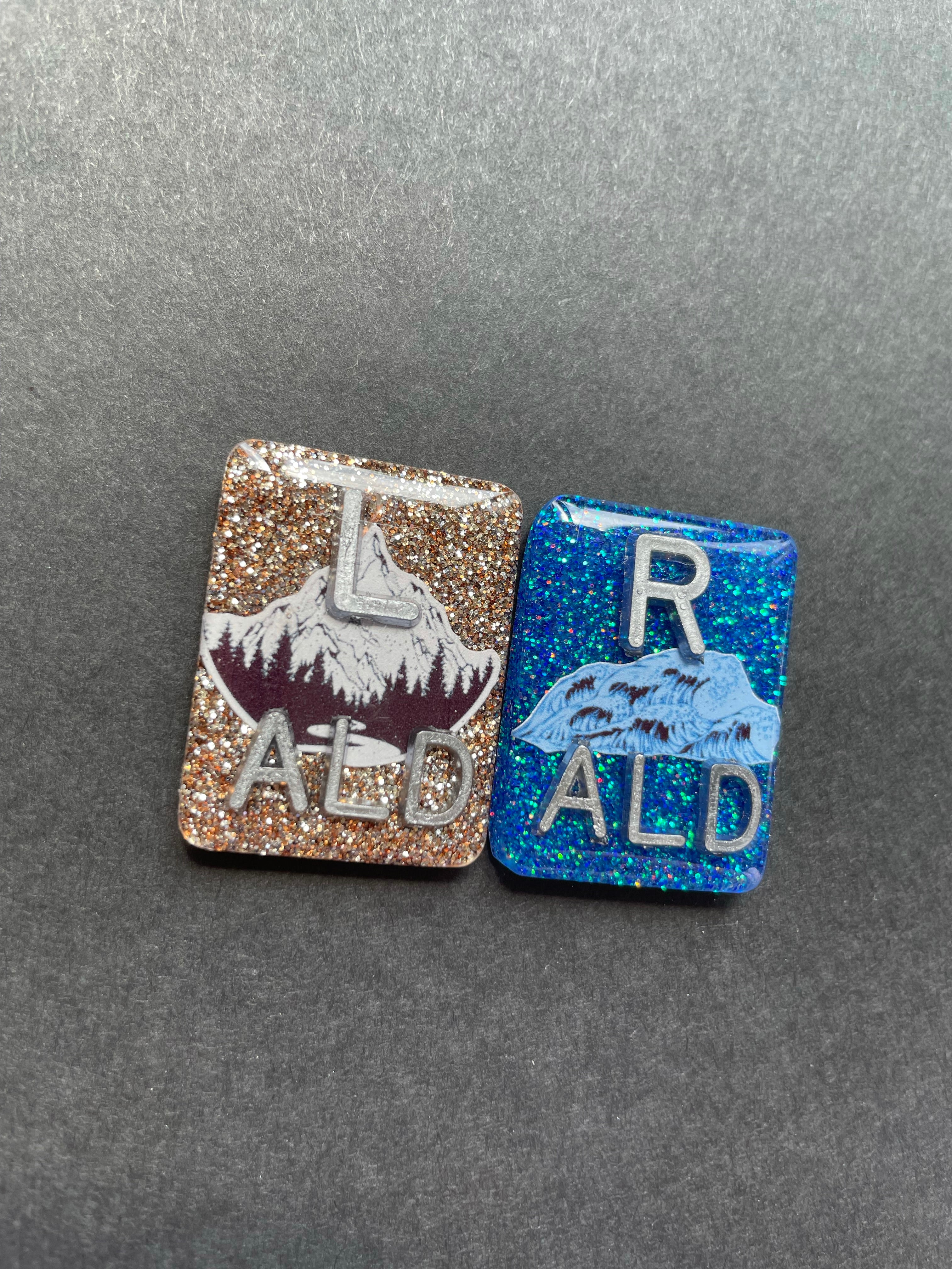 Mountain and Sea Xray Markers, With 2 or 3 Initials, Large Rectangle, Glitter, Ocean, Nature, Waves