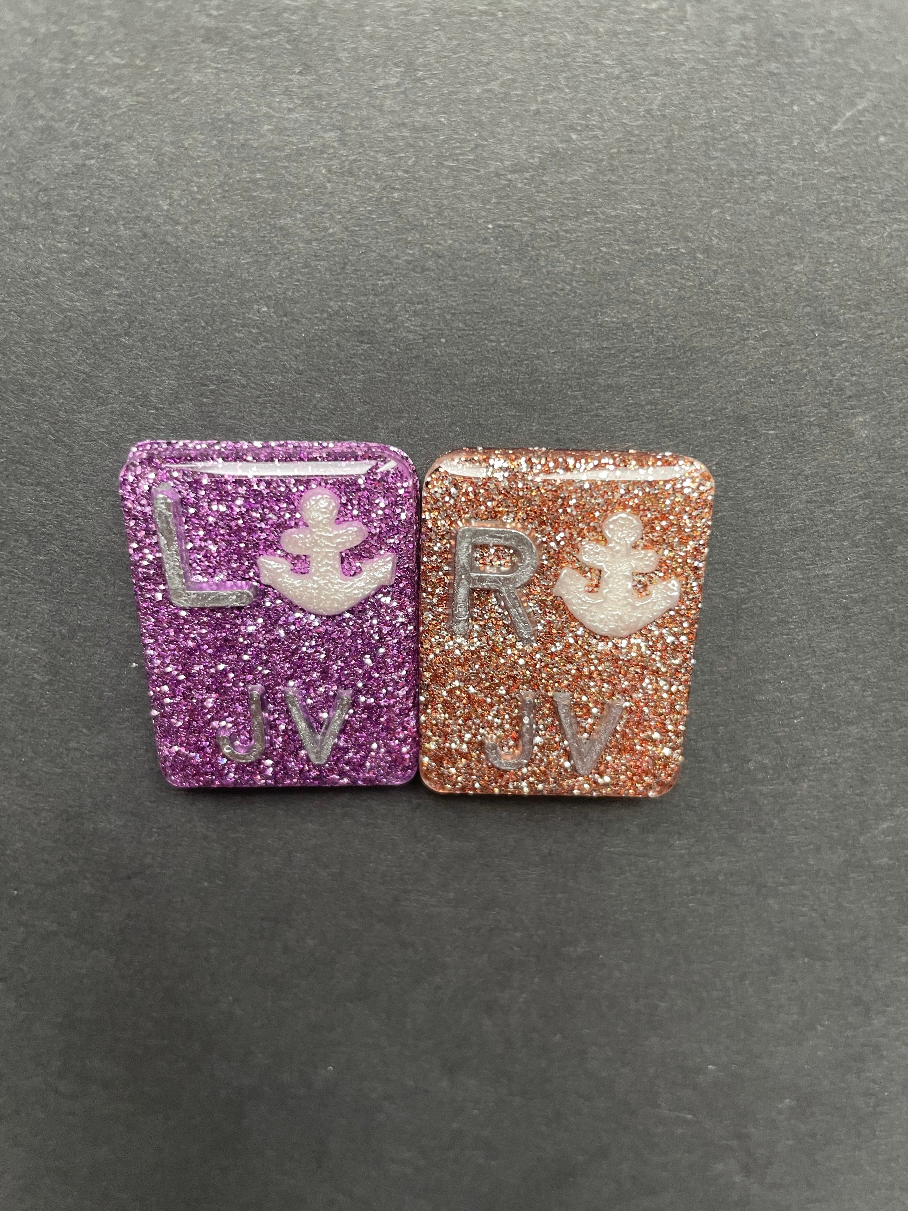 Anchor Xray Markers, With 2 or 3 Initials, Large Rectangle, Glitter