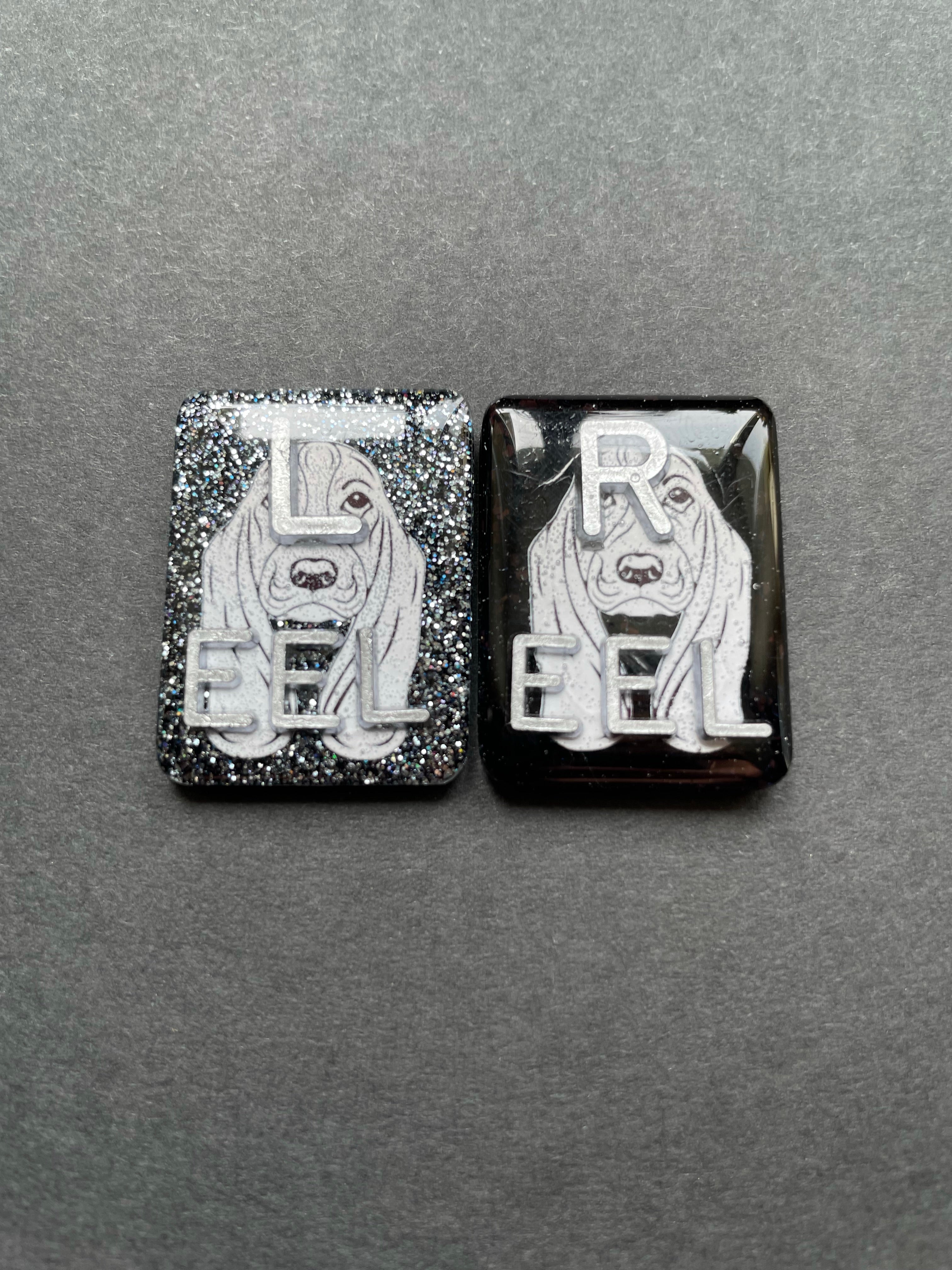 Basset Hound Xray Markers, With 2 or 3 Initials, Rectangle, Glitter, Dog