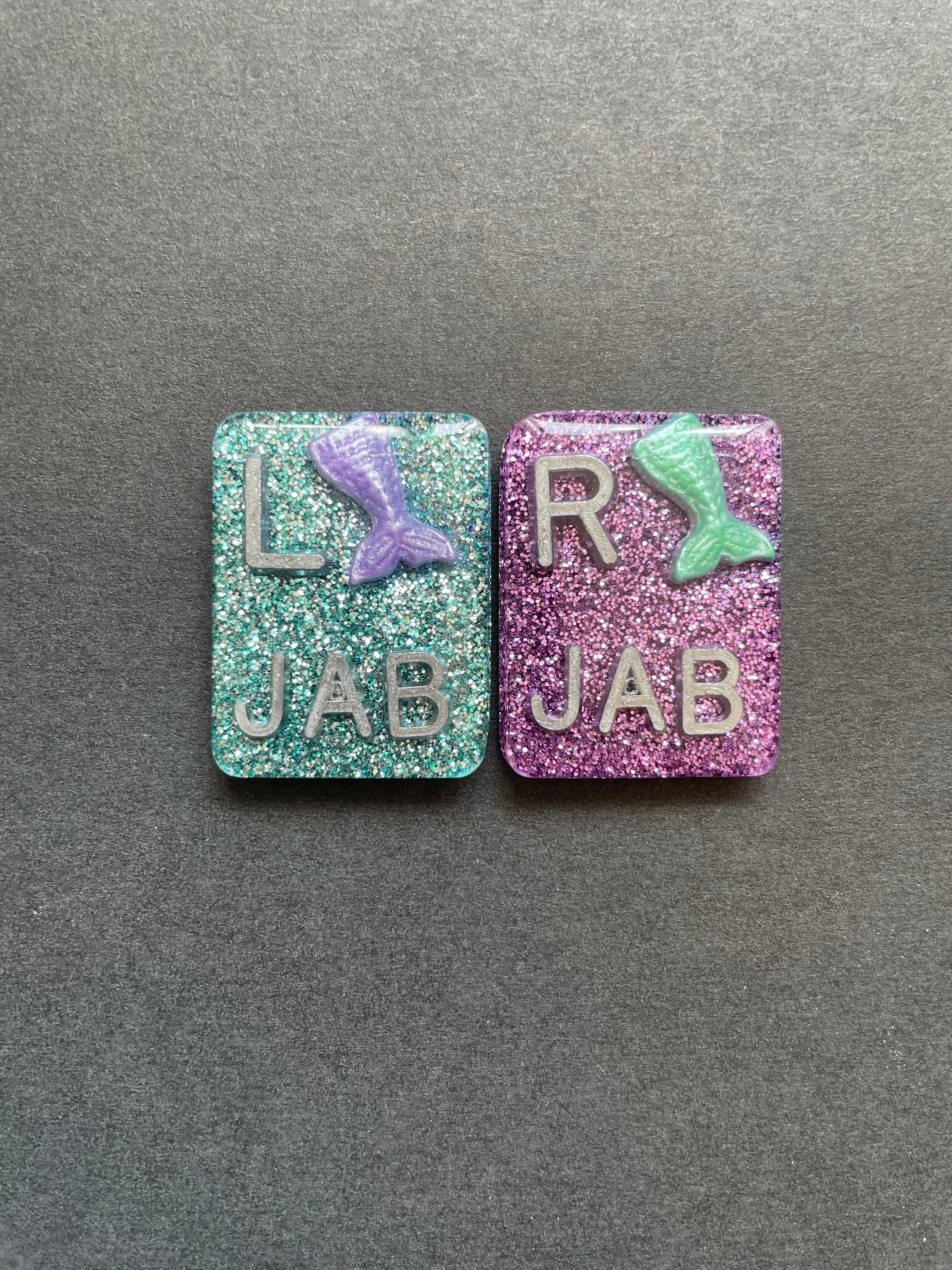 Mermaid Xray Markers, With 2 or 3 Initials, Rectangle, Glitter