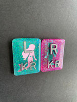 Mermaid Xray Markers, With 2 or 3 Initials, Rectangle, Glitter, Pink & Blue