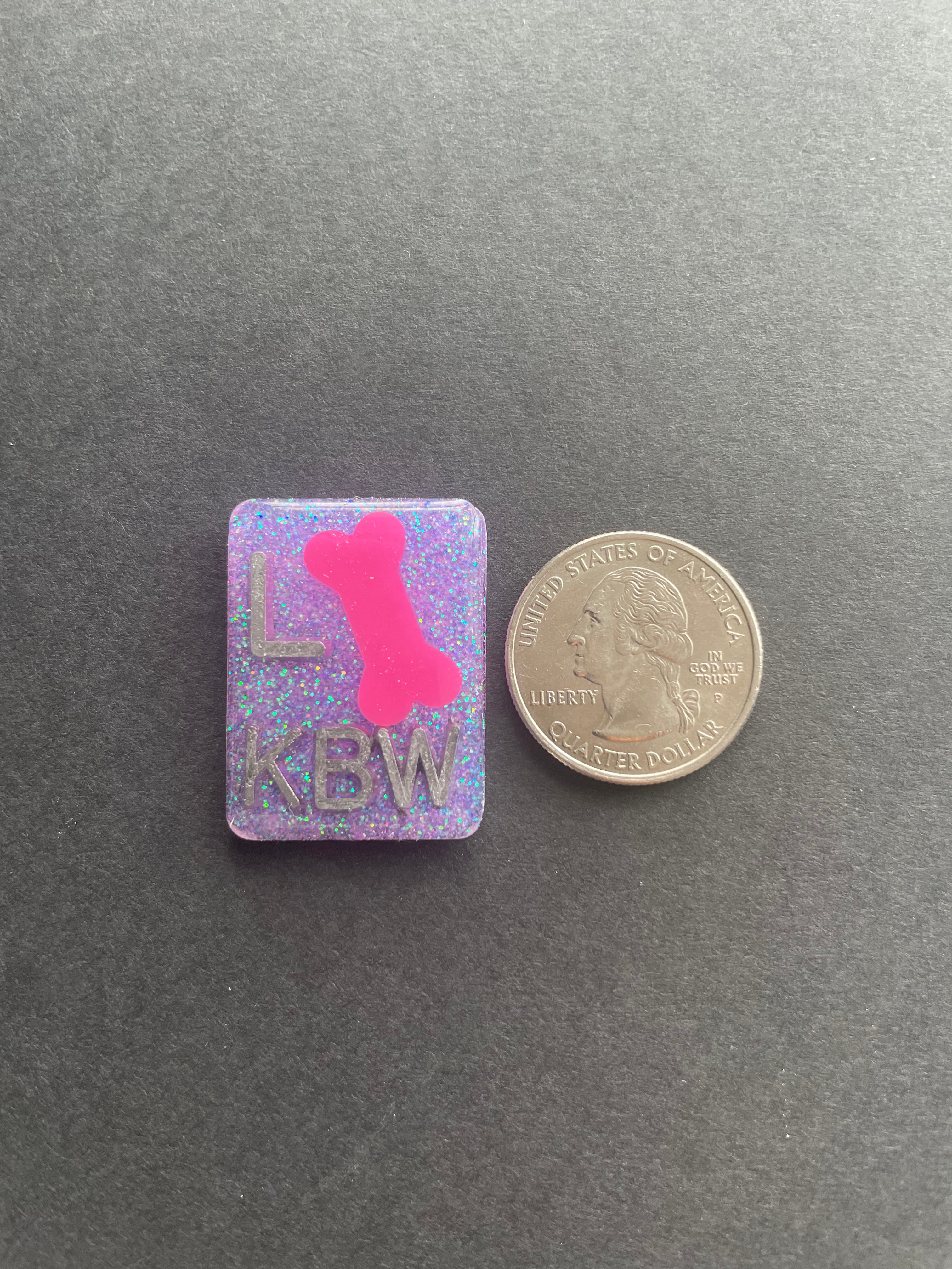 Pink Bone Xray Markers, With 2 or 3 Initials, Rectangle, Glitter