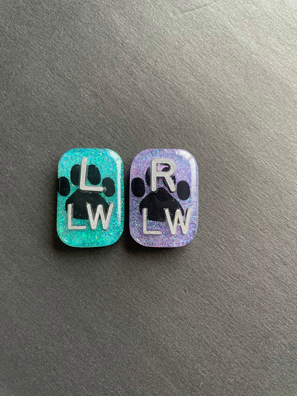 Paw Print Xray Markers, 2 or 3 Initials, Dog Lover, Pet, Animal, Small Rectangle, Glitter, Cute Xray Markers