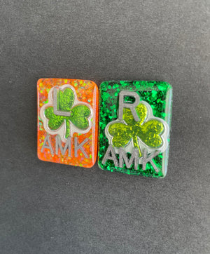 Shamrock Rectangle Xray Markers, With Initials, Glitter, St Patricks Day, Irish