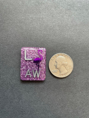 Flamingo Xray Markers, With 2 or 3 Initials, Rectangle, Glitter