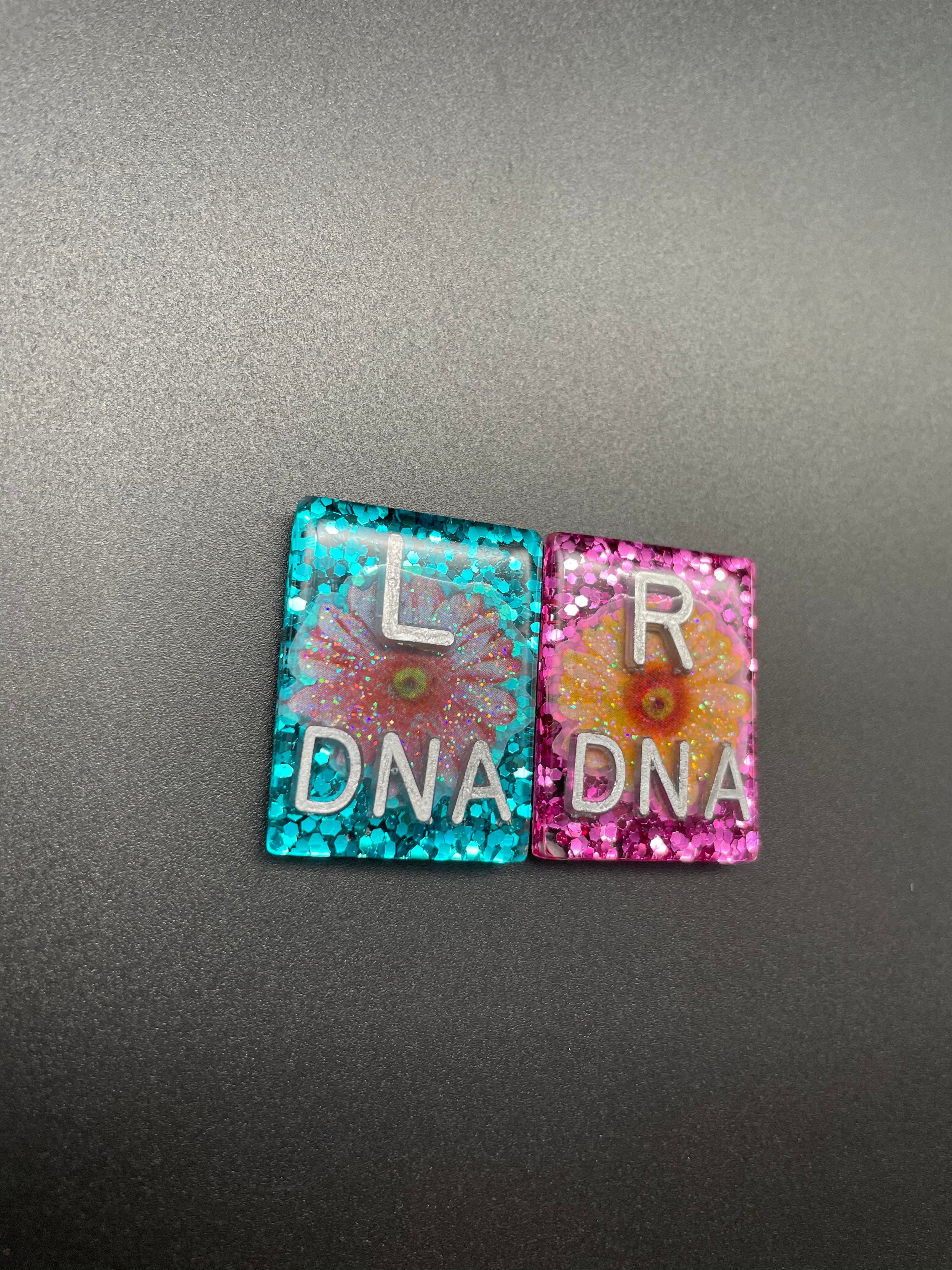 Daisy Xray Markers, With 2 or 3 Initials, Large Rectangle, Glitter, Pink and Yellow