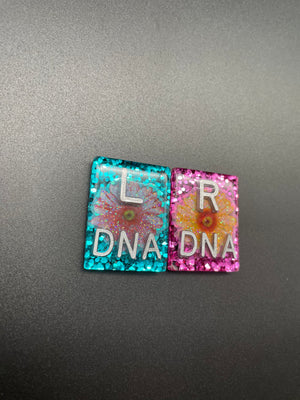 Daisy Xray Markers, With 2 or 3 Initials, Large Rectangle, Glitter, Pink and Yellow