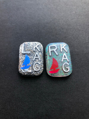 Sailboat Xray Markers, With 2 or 3 Initials, Rectangle, Glitter