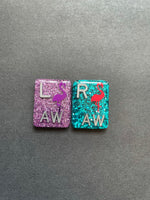 Flamingo Xray Markers, With 2 or 3 Initials, Rectangle, Glitter